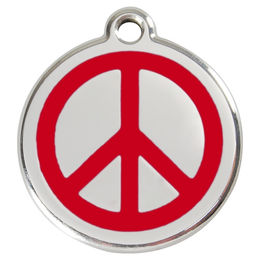 Produktbild von RedDingo Hundemarke Edelstahl mit individueller Gravur Peace Rot Größe M