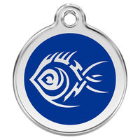 Produktbild von RedDingo Hundemarke Edelstahl mit individueller Gravur Tribal Fisch Dunkelblau Größe L