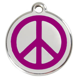 Produktbild von RedDingo Hundemarke Edelstahl Peace Lila Größe L mit individueller Gravur