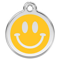 Produktbild von RedDingo Hundemarke Edelstahl Smiley Gelb Größe S mit individueller Gravur