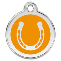 Produktbild von RedDingo Hundemarke Hufeisen mit individueller Gravur Orange Größe M