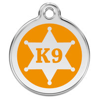 Produktbild von RedDingo Hundemarke K9 Sheriff mit individueller Gravur Orange Größe M