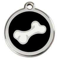 Produktbild von RedDingo Hundemarke mit individueller Gravur Cartoon Knochen Schwarz Größe S