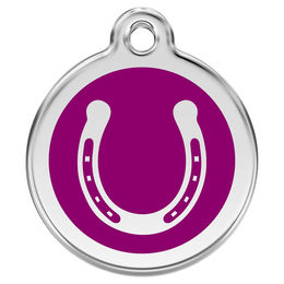Produktbild von RedDingo Hundemarke mit individueller Gravur Hufeisen Purple Größe S