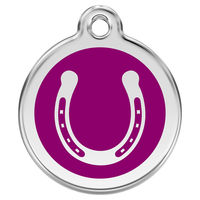 Produktbild von RedDingo Hundemarke mit individueller Gravur Hufeisen Purple Größe S