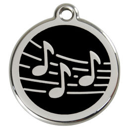Produktbild von RedDingo Hundemarke mit individueller Gravur Musik aus Edelstahl in Schwarz Größe M
