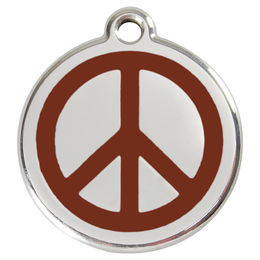 Produktbild von RedDingo Hundemarke mit individueller Gravur Peace aus Edelstahl braun Größe S