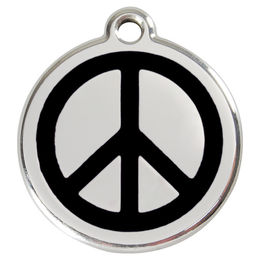 Produktbild von RedDingo Hundemarke mit individueller Gravur Peace aus Edelstahl Schwarz Größe M