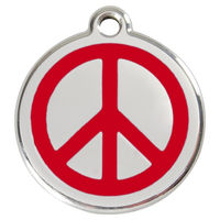 Produktbild von RedDingo Hundemarke mit individueller Gravur Peace Rot aus Edelstahl Größe L