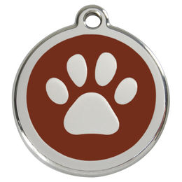Produktbild von RedDingo Hundemarke mit individueller Gravur Pfotenabdruck aus Edelstahl braun Größe L