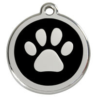 Produktbild von RedDingo Hundemarke mit individueller Gravur Pfotenabdruck aus Edelstahl Schwarz Größe S