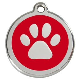 Produktbild von RedDingo Hundemarke mit individueller Gravur Pfotenabdruck rot Größe S - 7 g