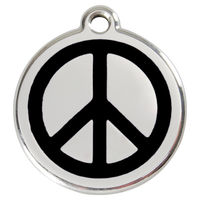 Produktbild von RedDingo Hundemarke Peace aus Edelstahl schwarz Größe S mit individueller Gravur
