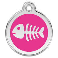 Produktbild von RedDingo Katzenhalsband mit gravierbarem Edelstahlanhänger in Fischgrätenmuster Hot Pink 20mm