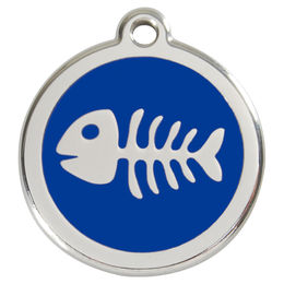 Produktbild von RedDingo Katzenhalsband mit Gravur Fischgräten Dunkelblau 20mm Größe S
