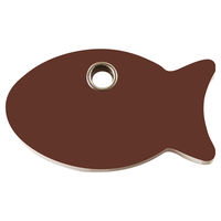 Produktbild von RedDingo Katzenmarke aus Kunststoff mit individueller Gravur Fisch Form braun