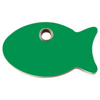 Produktbild von RedDingo Katzenmarke aus Kunststoff mit individueller Gravur Fisch Grün 27,6x16,3 mm