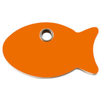 Produktbild von RedDingo Katzenmarke aus Kunststoff mit individueller Gravur Fisch Orange 27,6x16,3mm