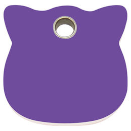 Produktbild von RedDingo Katzenmarke aus Kunststoff mit Katzenkopf in Lila zum Gravieren 20x19mm