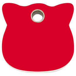 Produktbild von RedDingo Katzenmarke aus Kunststoff mit Katzenkopf in Rot zur individuellen Gravur 20mm S