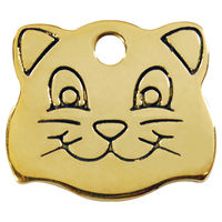 Produktbild von RedDingo Katzenmarke aus Messing mit individueller Gravur Katzengesicht Größe S 21,4 mm