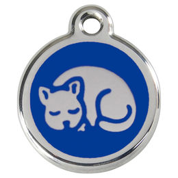 Produktbild von RedDingo Katzenmarke Edelstahl Dunkelblau mit individueller Gravur für Kitten 20mm