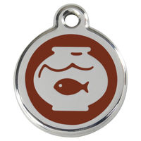 Produktbild von RedDingo Katzenmarke Edelstahl Fischglas Braun individuell gravierbar 20mm