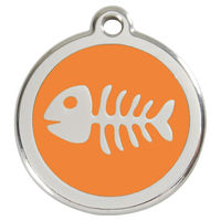 Produktbild von RedDingo Katzenmarke Edelstahl mit Gravur Fischgräten Orange 20mm
