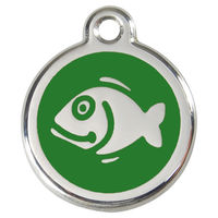 Produktbild von RedDingo Katzenmarke Edelstahl mit individueller Gravur Fisch Grün 20mm
