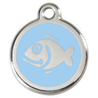 Produktbild von RedDingo Katzenmarke Edelstahl mit individueller Gravur Fisch hellblau 20mm