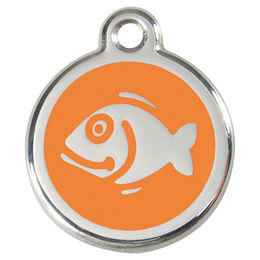 Produktbild von RedDingo Katzenmarke Edelstahl mit individueller Gravur Fisch Orange Größe S 20mm