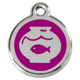 Produktbild von RedDingo Katzenmarke Edelstahl mit individueller Gravur Fischglas Purple 20mm
