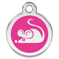 Produktbild von RedDingo Katzenmarke Edelstahl mit individueller Gravur Maus Pink Größe S 20mm