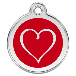 Produktbild von RedDingo Katzenmarke Edelstahl rot Cartoon Herz gravierbar 20mm
