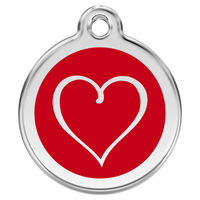 Produktbild von RedDingo Katzenmarke Edelstahl rot Cartoon Herz gravierbar 20mm