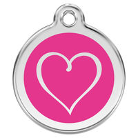 Produktbild von RedDingo Katzenmarke Eisen mit Gravur Cartoon Herz in Pink 20mm und 24mm