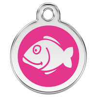 Produktbild von RedDingo Katzenmarke Fisch Hot Pink mit individueller Gravur 20mm