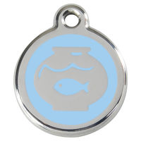 Produktbild von RedDingo Katzenmarke Fischglas hellblau mit individueller Gravur 20mm S