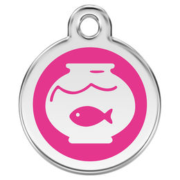 Produktbild von RedDingo Katzenmarke Fischglas Hot Pink personalisierbar mit Gravur 20mm Ø