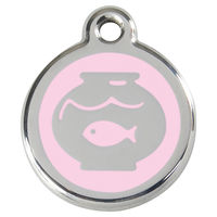 Produktbild von RedDingo Katzenmarke Fischglas pink aus Edelstahl mit individueller Gravur Ø 20mm