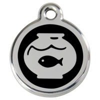 Produktbild von RedDingo Katzenmarke Fischglas Schwarz mit individueller Gravur 20mm