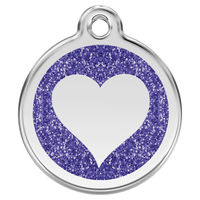 Produktbild von RedDingo Katzenmarke Glitzer Herz Dunkelblau Personalisierbar 20 mm - 7 g