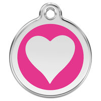 Produktbild von RedDingo Katzenmarke Herz Gravur Hot Pink Ø20mm personalisiert S 7g