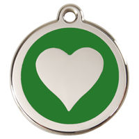 Produktbild von RedDingo Katzenmarke Herz Grün mit Gravur S 20mm personalisierbar