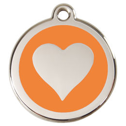 Produktbild von RedDingo Katzenmarke Herz Orange aus Edelstahl 20mm personalisierbar mit Gravur