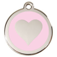 Produktbild von RedDingo Katzenmarke Herz pink gravierbar aus Edelstahl 20mm