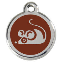 Produktbild von RedDingo Katzenmarke Maus braun aus Edelstahl individuell gravierbar 20mm