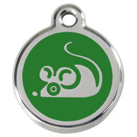 Produktbild von RedDingo Katzenmarke Maus Grün aus Edelstahl mit individueller Gravur Ø 20mm