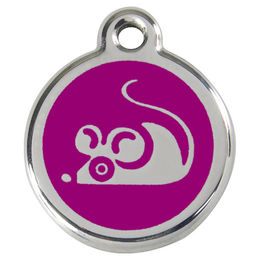 Produktbild von RedDingo Katzenmarke Maus Purple aus Edelstahl individuell gravierbar 20mm