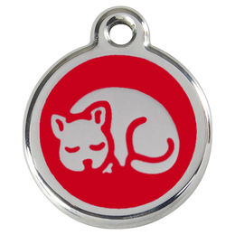 Produktbild von RedDingo Katzenmarke mit individueller Gravur für Kitten aus Edelstahl rot 20mm